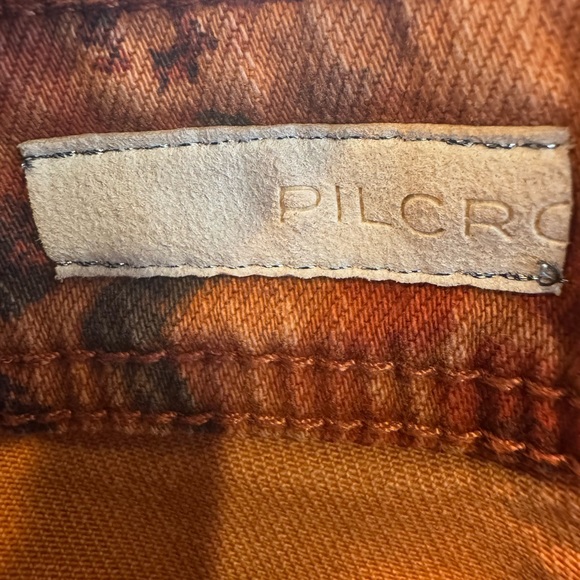 Anthrpologie Pilcro Orange Distressed & Patterned Straight Leg Pants - Picture 8 of 12